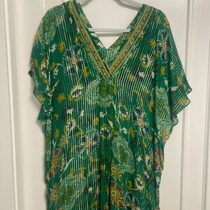 NWT Zara Printed Shimmery Beaded Green Kaftan